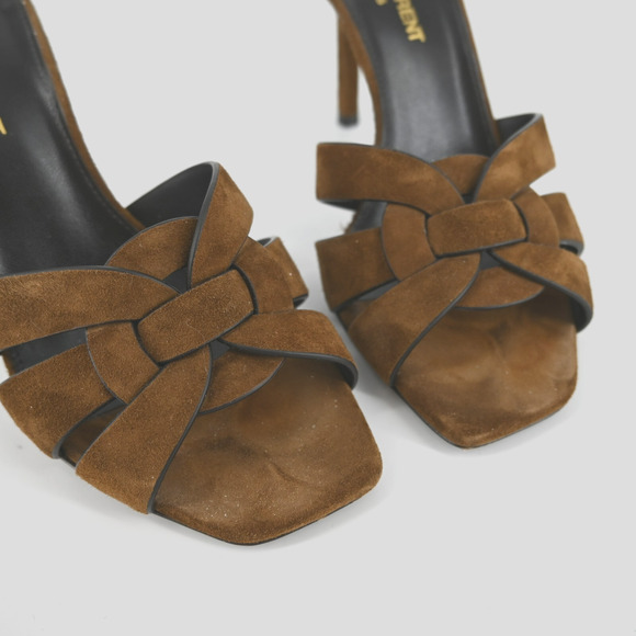Saint Laurent Brown Suede Tribute Mules Size 36 - Picture 6 of 12